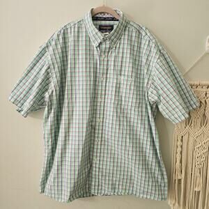 Wrangler George Strait Plaid White Purple Green Bottom Down SS Shirt Size XXL